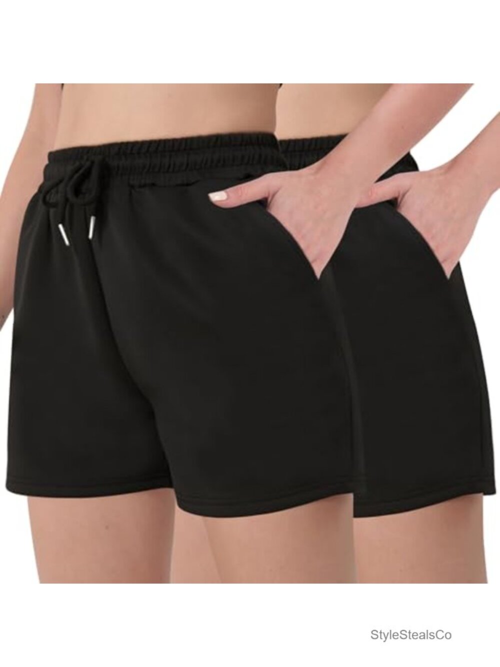Women's Sweat Shorts with Pockets Drawstring Lounge Athletic Shorts 2 Pack